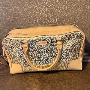 Consuela Tan and Cream Leopard Satchel
